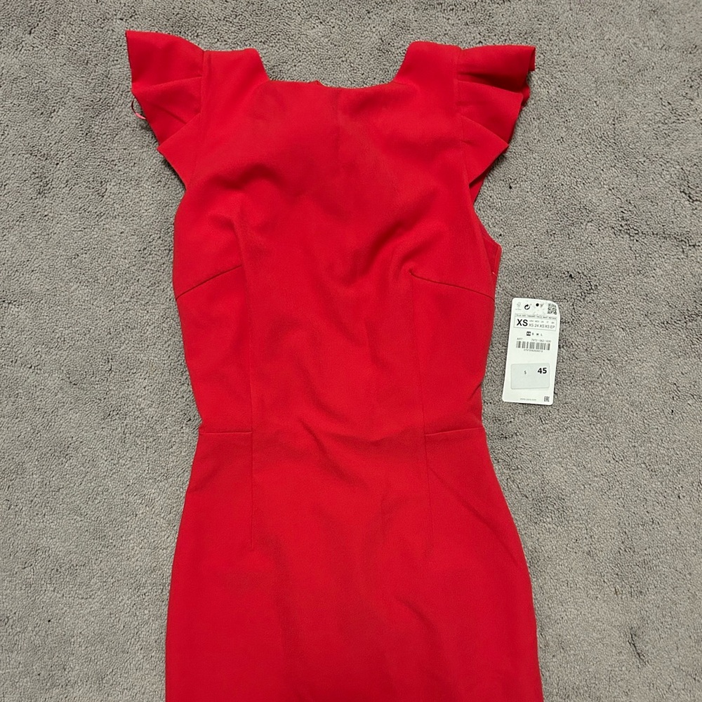Zara - hot pink open back mini dress with bow! Brand new tags on!